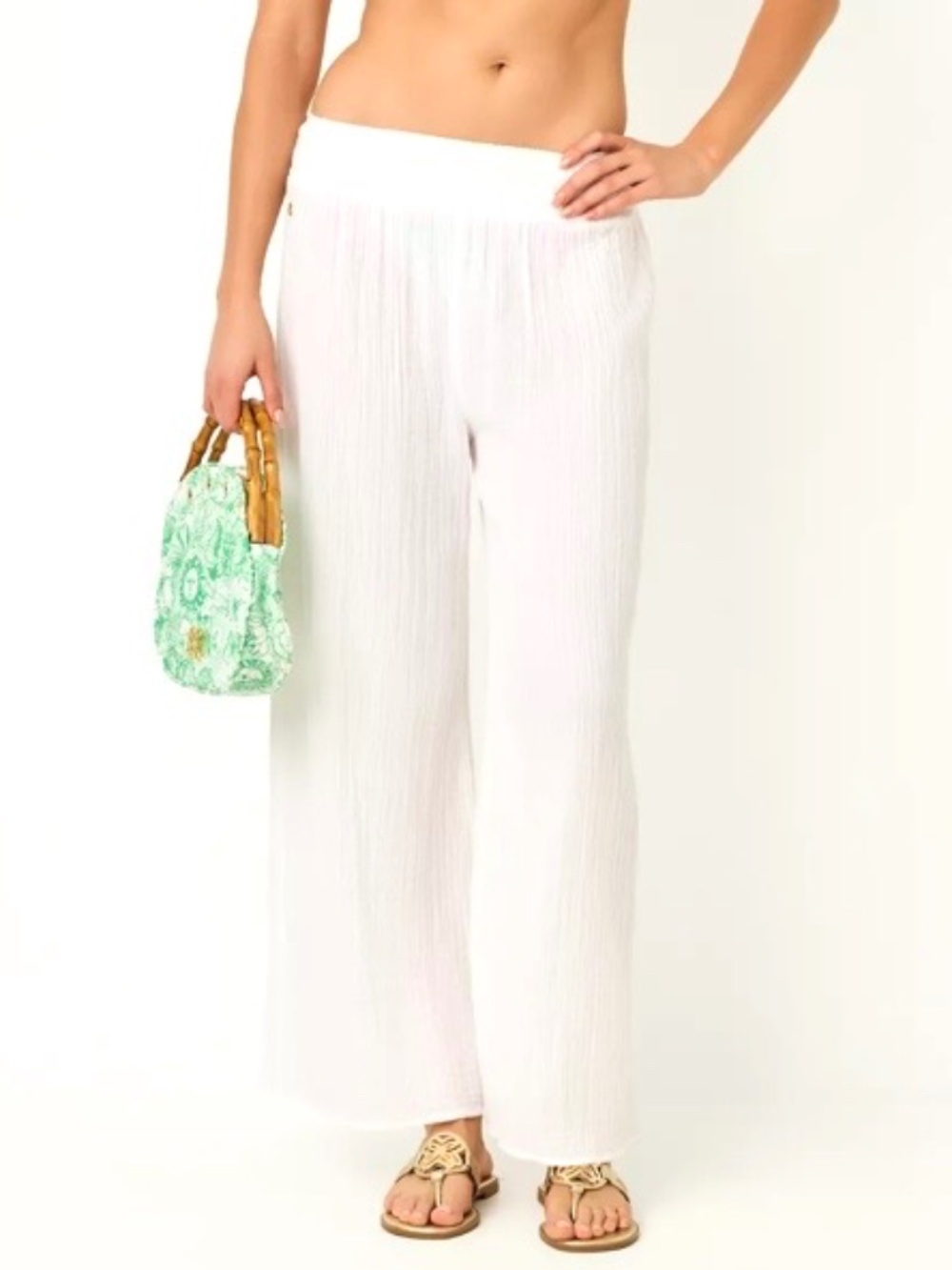 Lilly Pulitzer 30" Enzo Cotton Cover-Up Pant in White Sz: XL - NWT